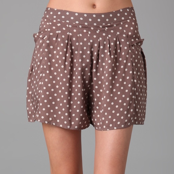 Free People Pants - Free People • Brown & Cream Polka Dot Skort Shorts